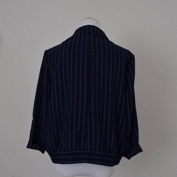 Vintage 90s Lightweight Pinstripe Navy Jacket size L - Picture 3 of 10